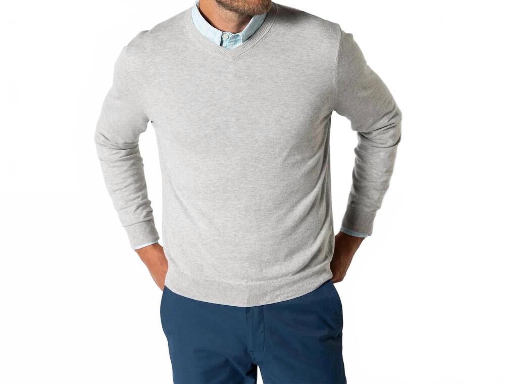 NEW DUCK HEAD buckley jersey v-neck sweater in greystone